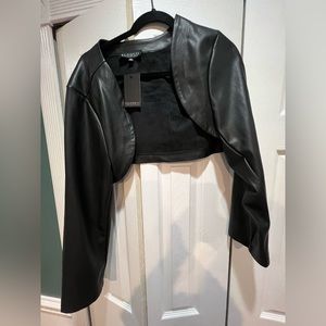 Faux leather, pleather shrug, black, size 22 Eloquii